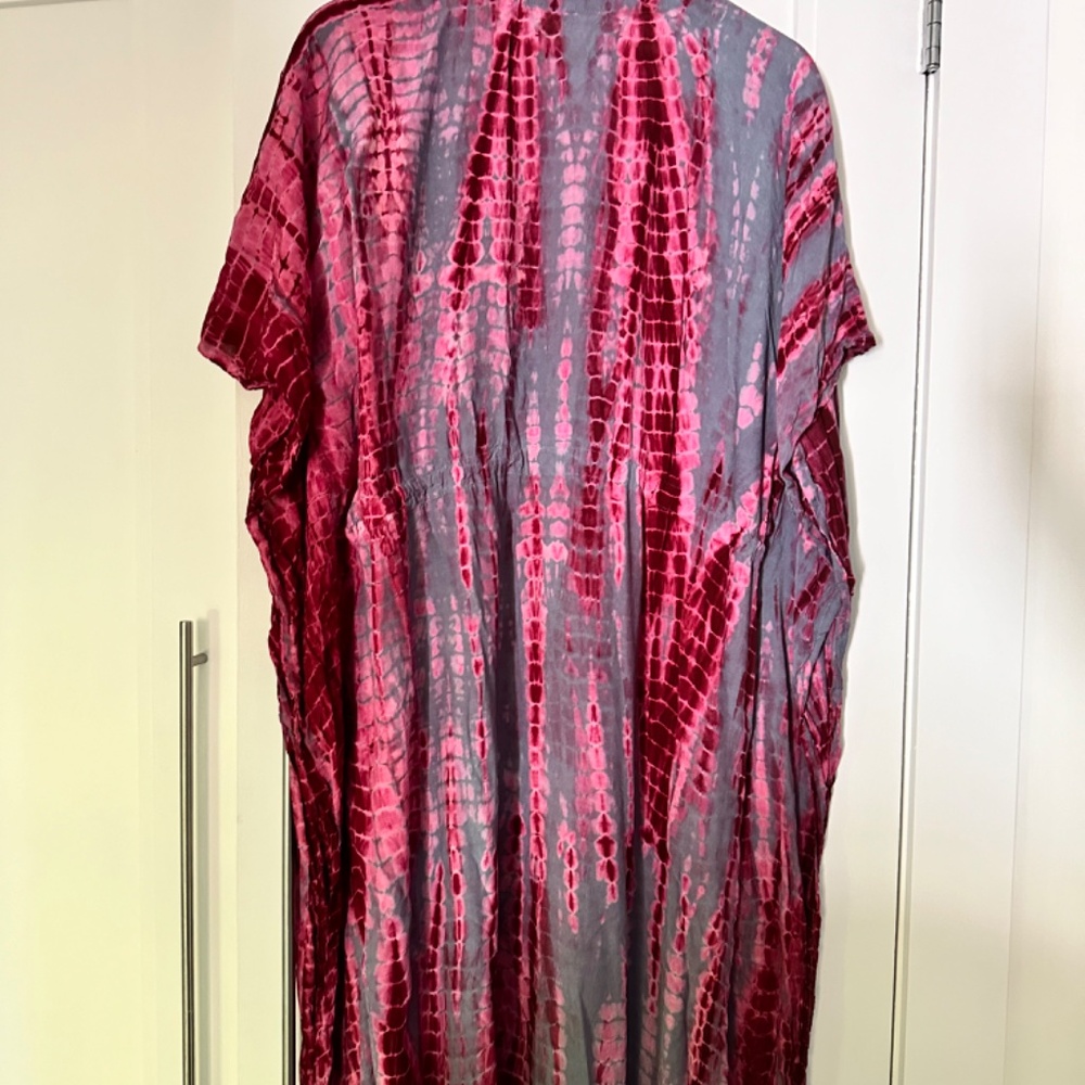 Sivana Fair Trade Tie-Dye Kaftan - One Size - Greyberry 🩷💜 - Picture 2 of 15